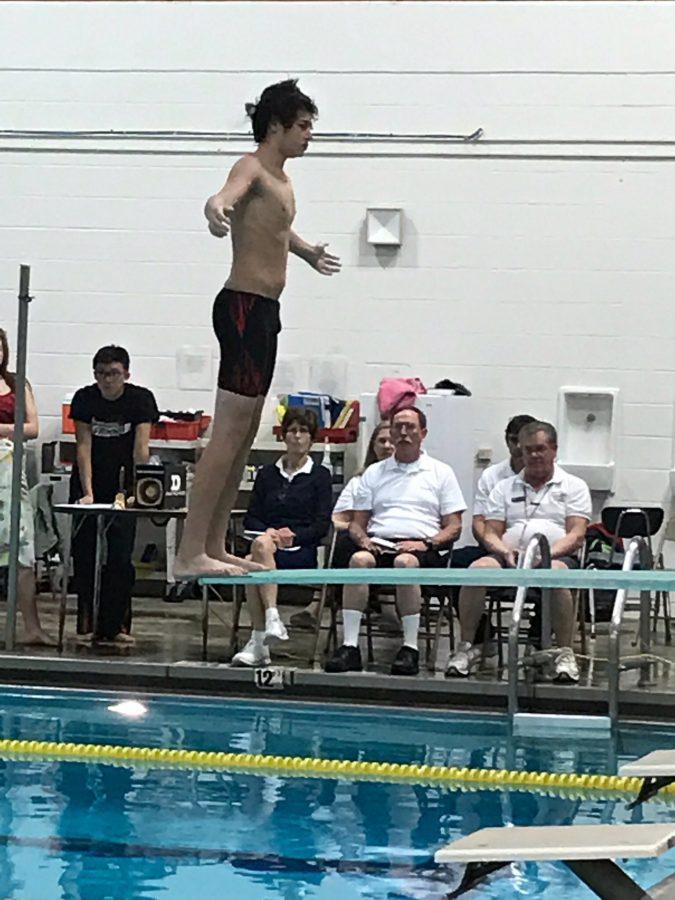 Clay Yingling, Class of 2018, prepares for his dive (January 9, against TJ High).