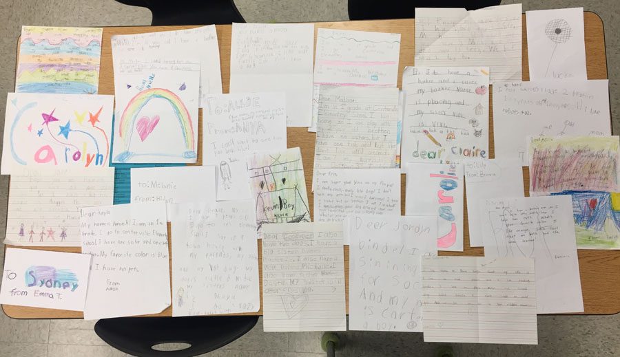 Pen pal letters sent in from Centerville Elementary.