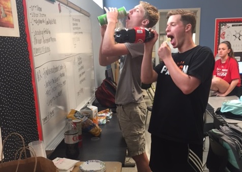 Matthew Gelhard and Christian Nolan grab a snack and test their knowledge of proportions.