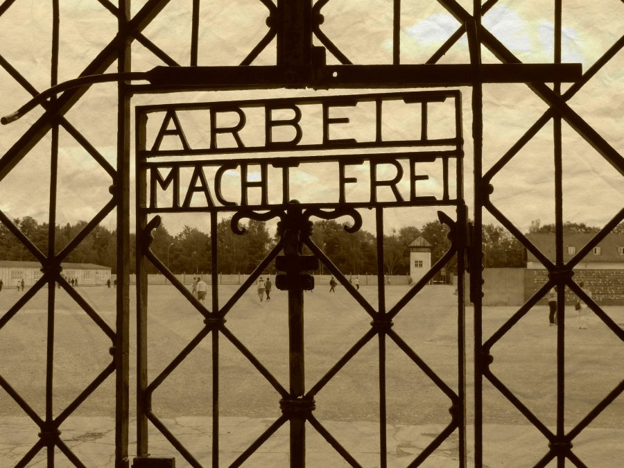 Main entrance gate at  Dachau Memorial in Germany