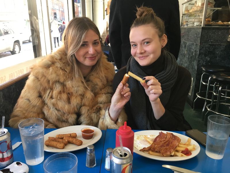 Zoe Cohen (left) and Claudia Frolova (right) at the Landmark diner in Manhattan.