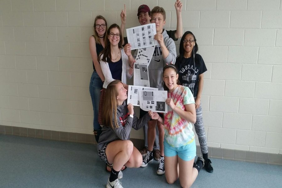 Celebrating their last day are students: Tory Spruill, Sydney Rossman, Mallory Maher, Grace Weaver, Sylvia Nelson, Brandon Cooper, and Garrett Wiehler.