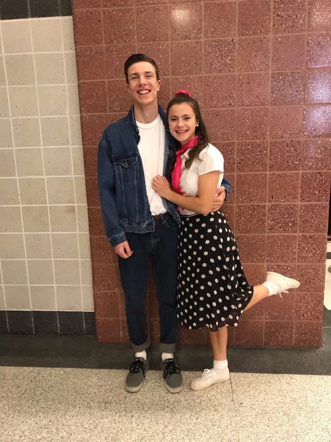 Nick Lopatka and Hannah Lemen dressed in Way Back Wednesday attire.