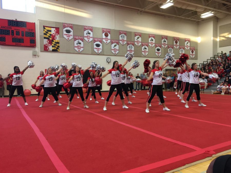 Pom and Dance team performs at the 2017 Homecoming Pep Rally.