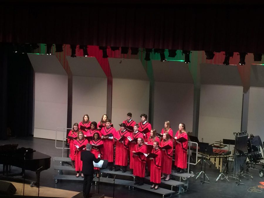 Linganore choir sings Carol of the Bells by Peter J. Wilhousky at the holiday concert.