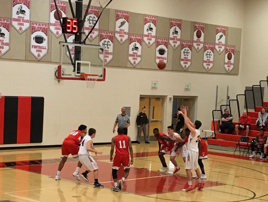 Senior Tommy Moyer shoots foul shot in game against North Hagerstown.