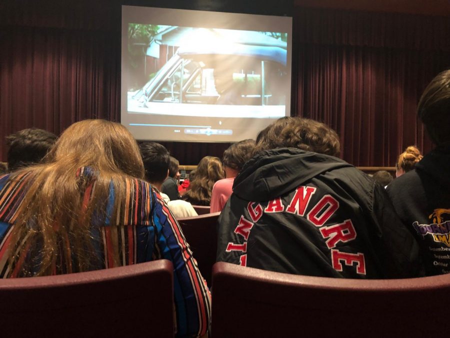 Students watch Hidden Figures during the SAT day.