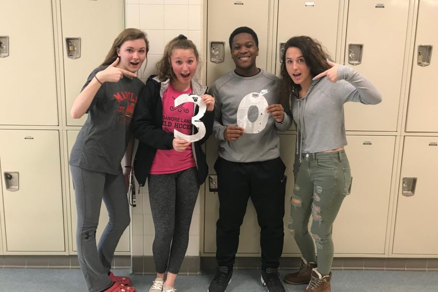 Kelsey Ward, Allison King, Devin Barge, and Bridget Murphy count down to the last day of school. 
