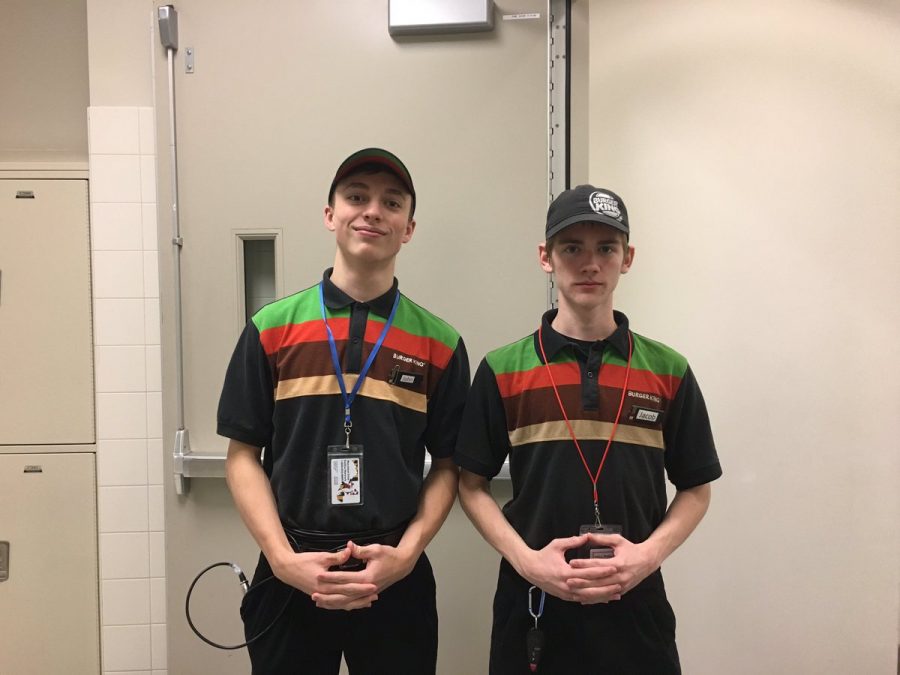 Jacob Smith and John Grimes show off their burger king uniforms! 