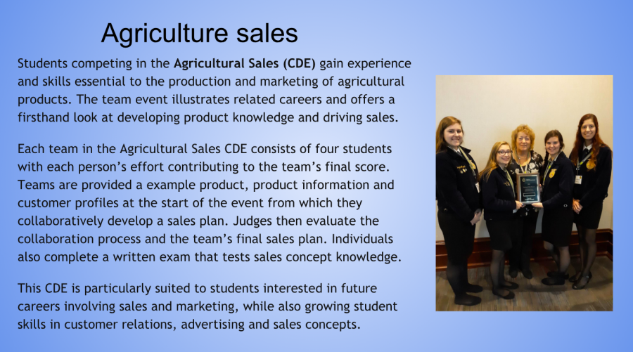 Agriculture sales at nationals