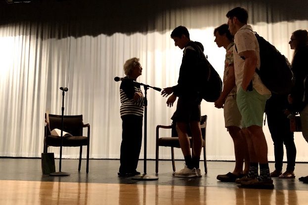 Junior Gerald Fattah talks to Mary Murakami after her session. 