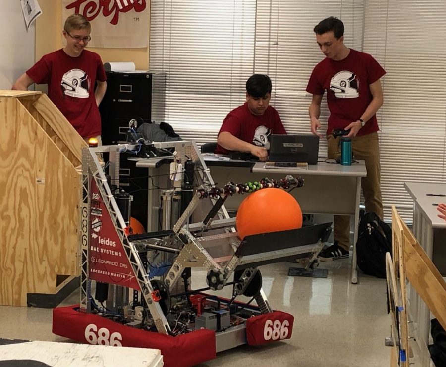 Team 686 shows off their newest robot for Greenes POE class. 
