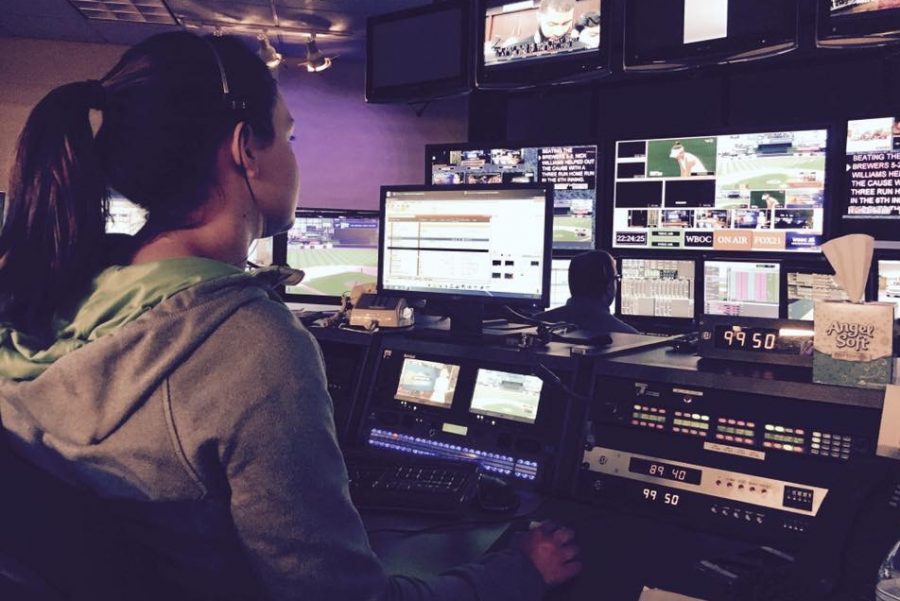 Brooke Evans hard at work in the WBOC studio.