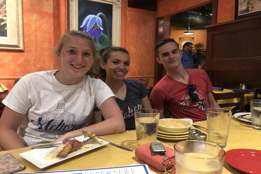 Olivia Hiltke, Savannah Sitler and Noah Price enjoy dinner at Isabellas.