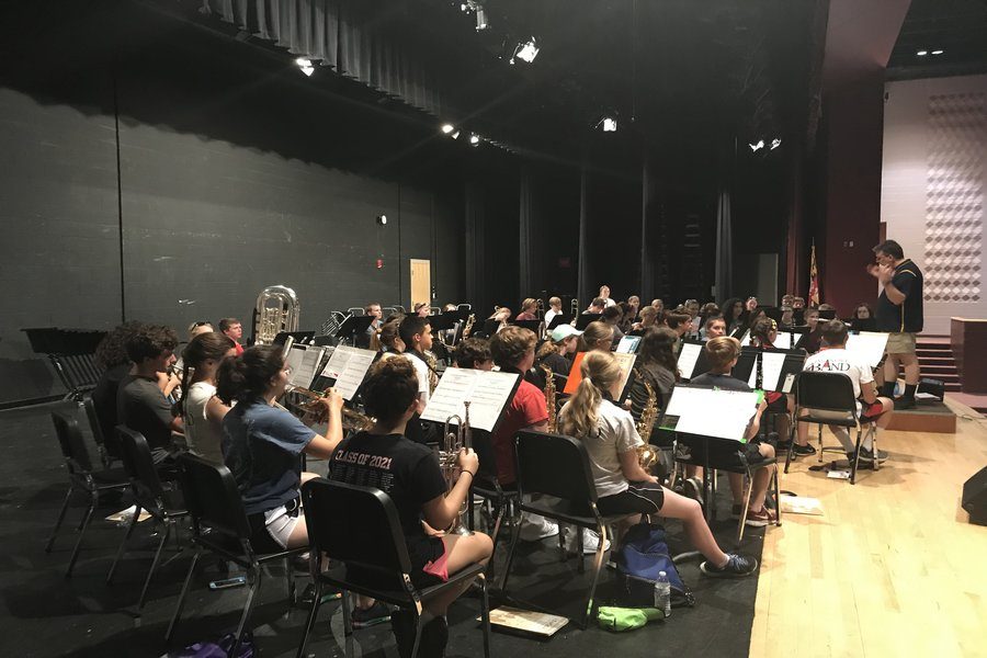 Linganore band practices new music.