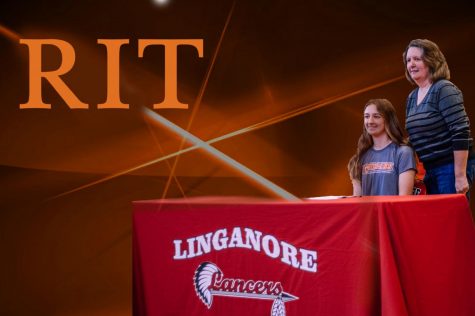Alison Gagne celebrates with her mother, Diane Gagne after she signs her National Letter of Intent to play soccer at Rochester Institute of Technology.