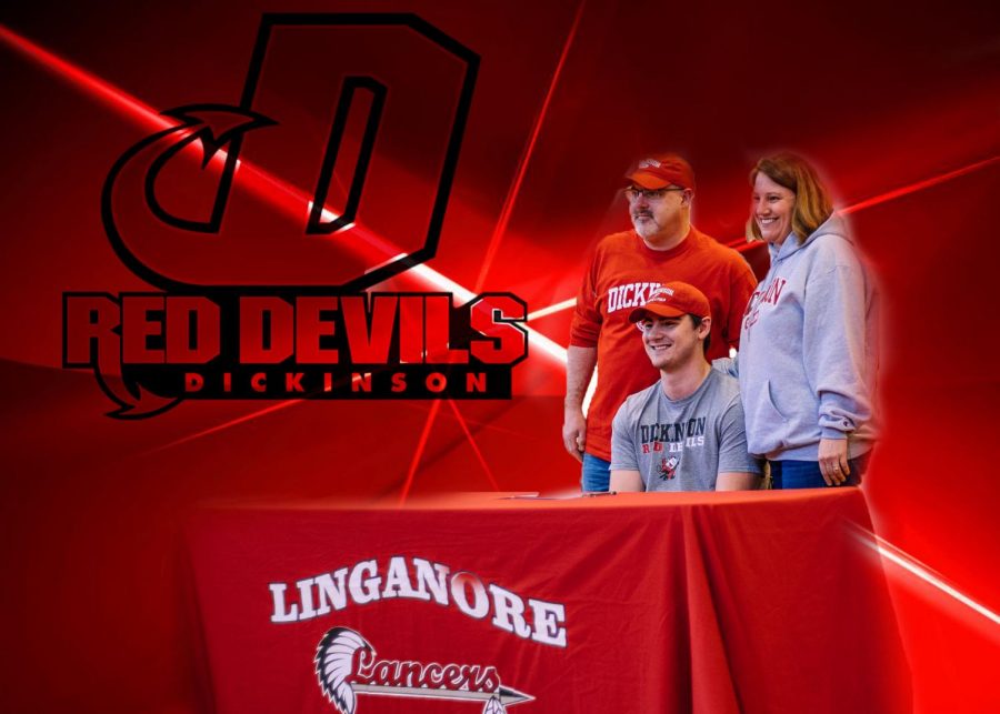Ethan Hart and his family smile for the cameras after he signs to Dickinson