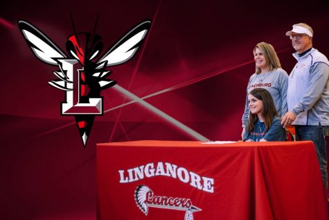Payton and her parents celebrate her committment to Lynchburg University. 