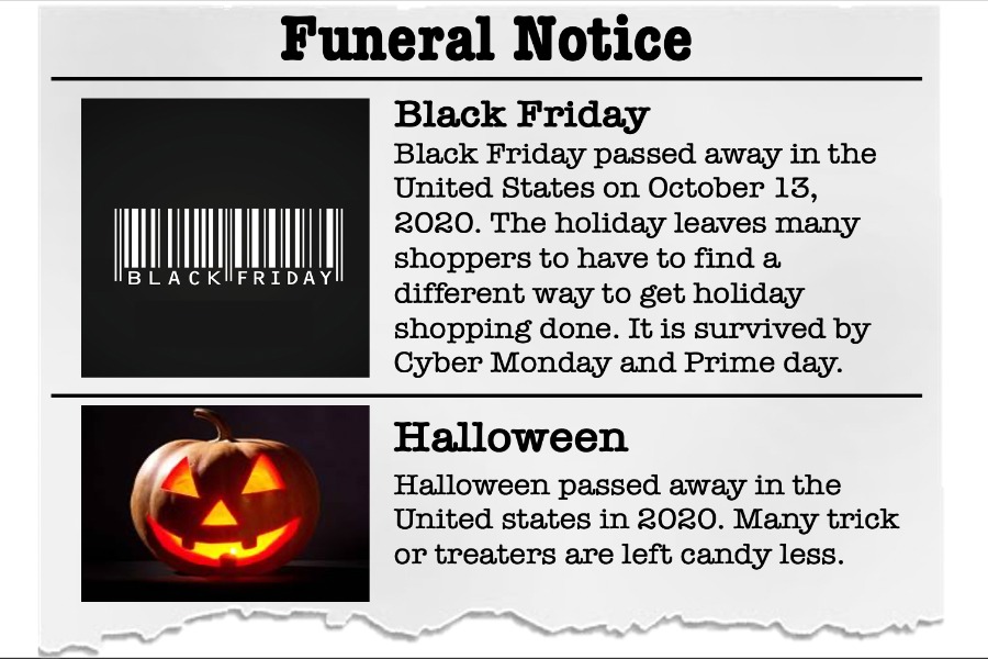 The funeral notice of two holidays that Covid-19 has cancelled.