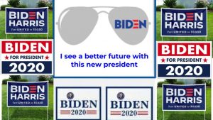 Yard signs show support for Joe Biden 
