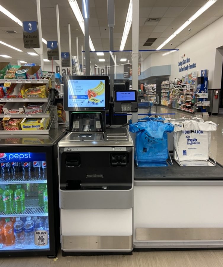 This is a picture of one of the four self checkout stations at the new Food Lion.