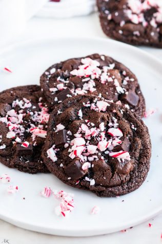 The delicious double chocolate peppermint cookies to get you into the Christmas spirit