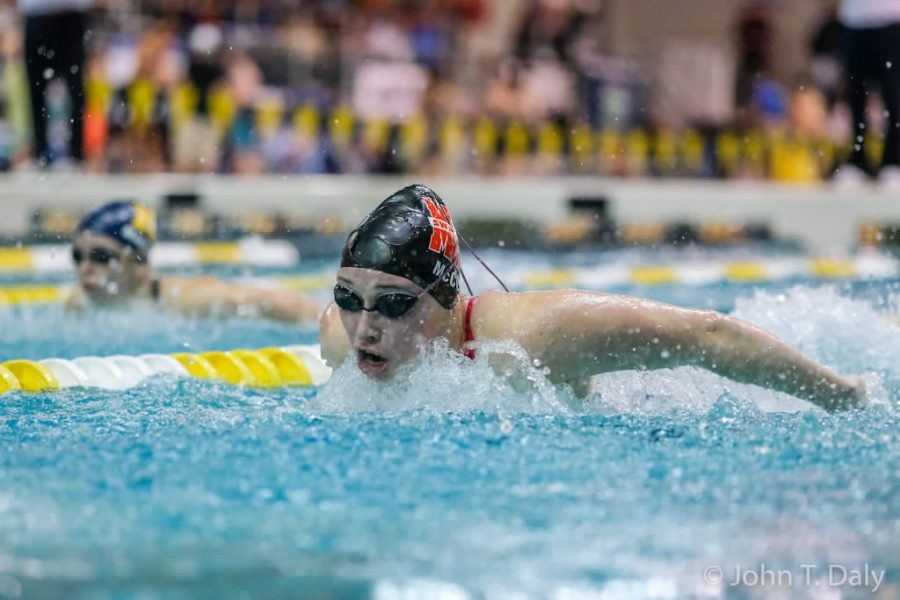 Rachel McCoy swimming butterfly at one of her swim meets. 
