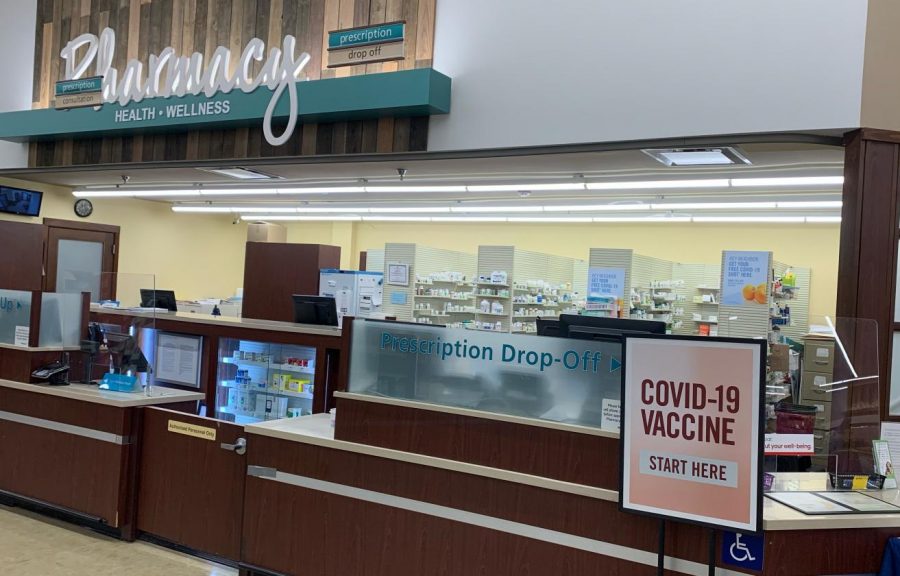 The pharmacy at Safeway in Mount Airy, Covid-19 vaccination area. 
