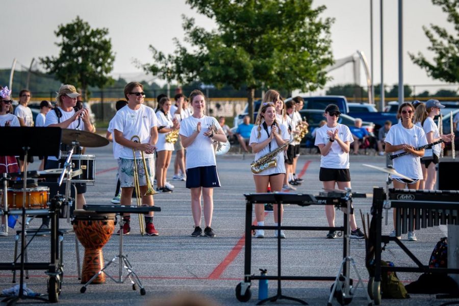 Senior band section leaders get recognized at band camp.