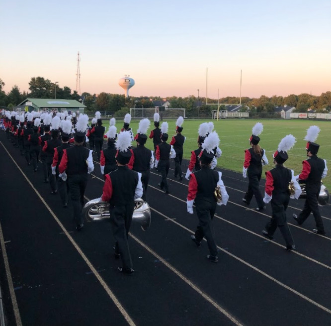 Finally, the band performs in their own competitions. They march onto the field at Oakdale High School with confidence for their first competition. While this was an exhibition, the band still rocked out one of their best performances yet. They used their creative elements from 'Cinematic' to bring their vision to life. Each member's dedication to practice, football games, band class, and self improvement has led them to place so highly in competitions. While it is time consuming, this process is all worth it in the end to represent the school. 