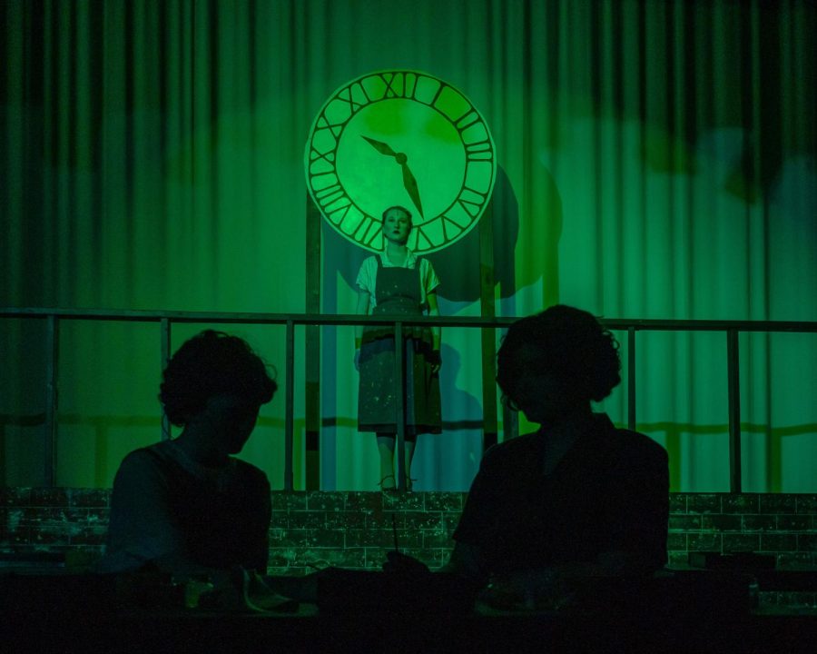 The ending scene where Grace Fryer (Mary Bailey) overlooks the stage and crowd as a ghost. 