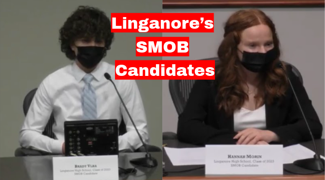 SMOB Candidates Hannah Morin and Brady Vlha give their speeches at the Board of Education.  