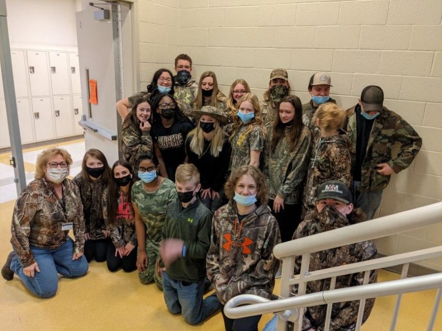 Everyone dressed up for camo day.