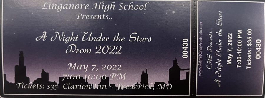 The prom ticket decorated as A Night Under the Stars theme. 