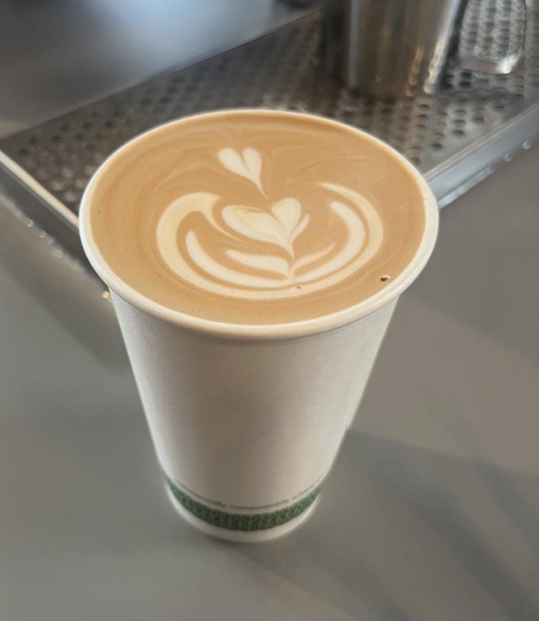 The mocha latte served at 5 West Cafe