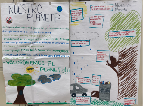 The poster on the right shows Hailey Allen and Marla Rowley poster, representing the future of our environment. 
