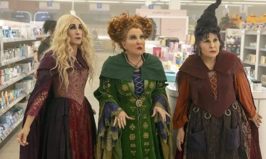 Sarah(left), Winifred(middle), and Mary(right), returning to Salem 29 years later, are confused by modern-day culture.