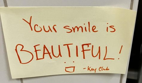 One of the many Post-It notes scattered around the school spreading positivity. 
