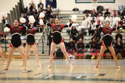 The Linganore Poms team performs their routine for the Mid-Atlantic Pom and Dance Association competition. 