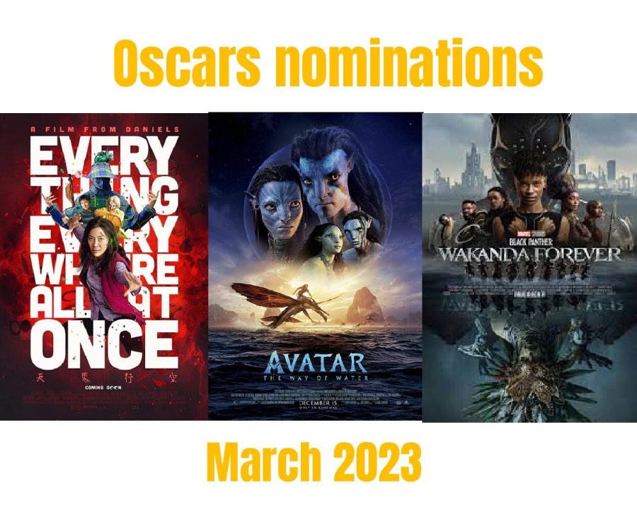 Some+of+the+movies+with+multiple+nominations+include+%28from+left+to+right%29+Everything+Everywhere+All+at+Once%2C+Avatar%3A+The+way+of+Water+and+Wakanda+Forever.