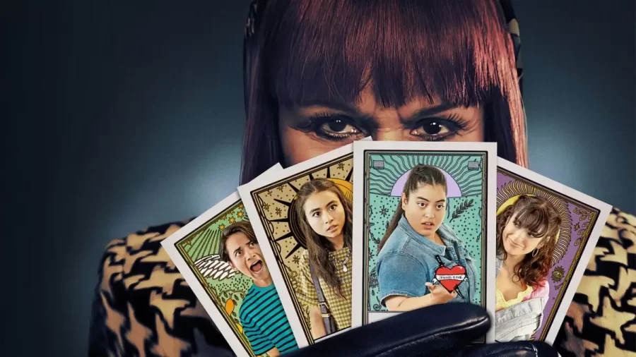 The Netflix official photo of the Freerigde cast portraying them as the major arcana on tarot cards.