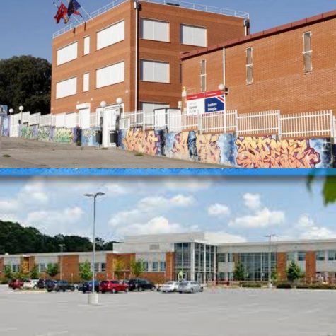 The picture on top shows IES Carmen Conde High School located in Madrid, Spain. The picture at the bottom shows Linganore high school located in Frederick county, Md.
