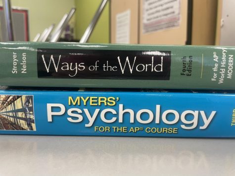 Two of the AP classes offered at Linganore High School are AP World History and AP Psychology, which both have hefty textbooks.