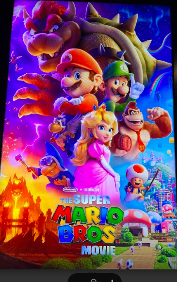 A picture of the official poster for The Super Mario Bros Movie found in Warehouse Cinemas in Frederick Md. promotes the film to fans.