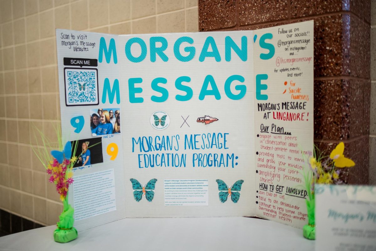 Chloe Little and Cheyenne Hamm created a display board representing Linganores chapter of Morgans Message. 