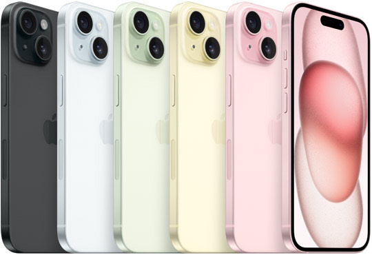 The Apple website shares the color options available for the iPhone 15 and 15 Pro. 