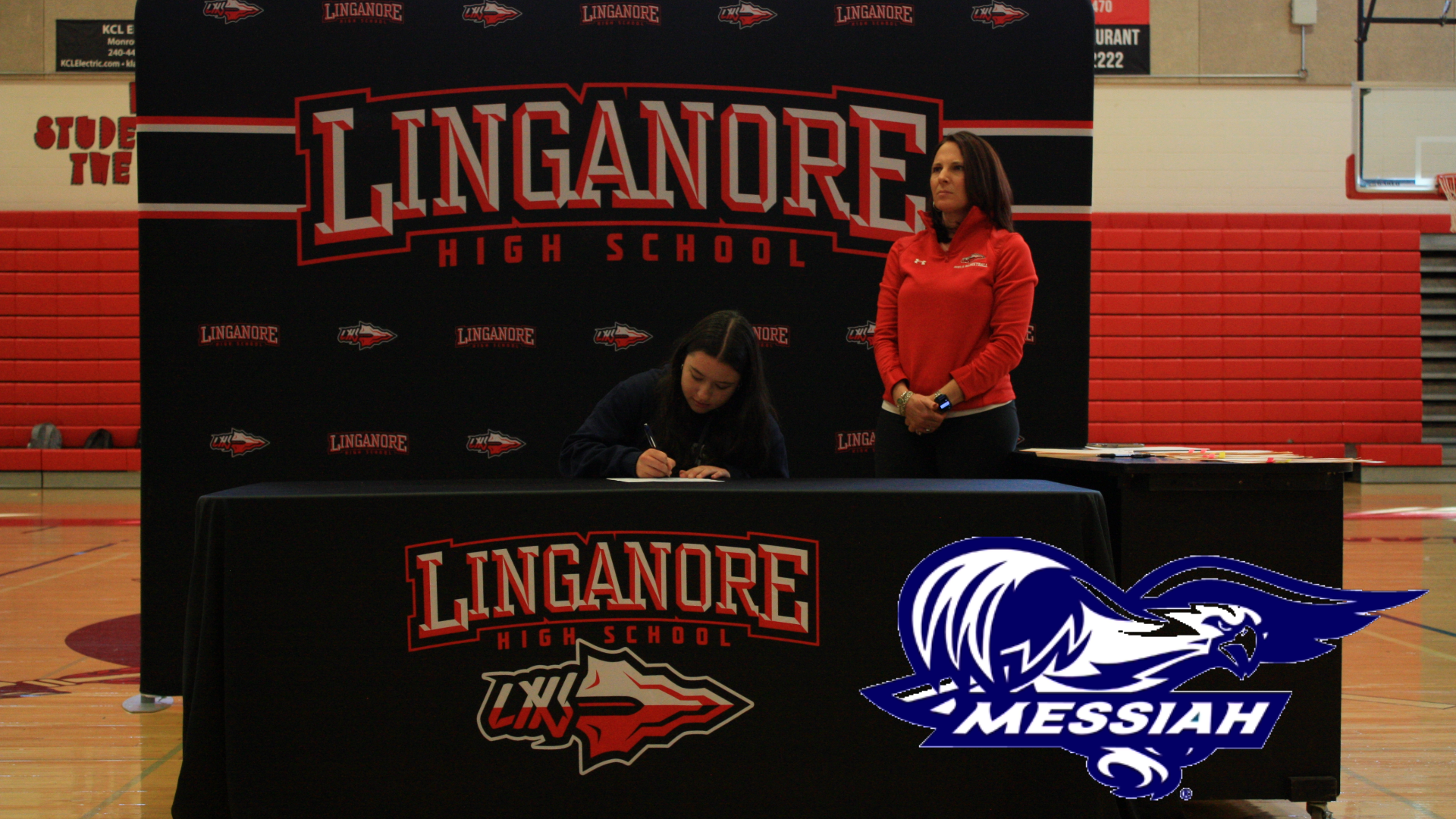 Kylie Thompson signs her National Letter of Intent to play softball at Messah University next fall. 