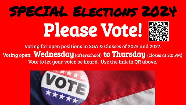 SGA Student Council posted the election QR code on Schoology.