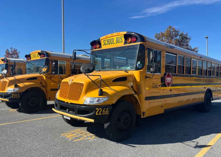 An FCPS Bus in the upper parking lot. 