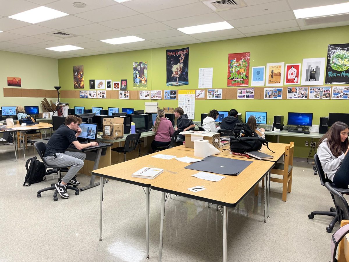 The 2024-2025 Fall semester yearbook class working hard on the yearbook!